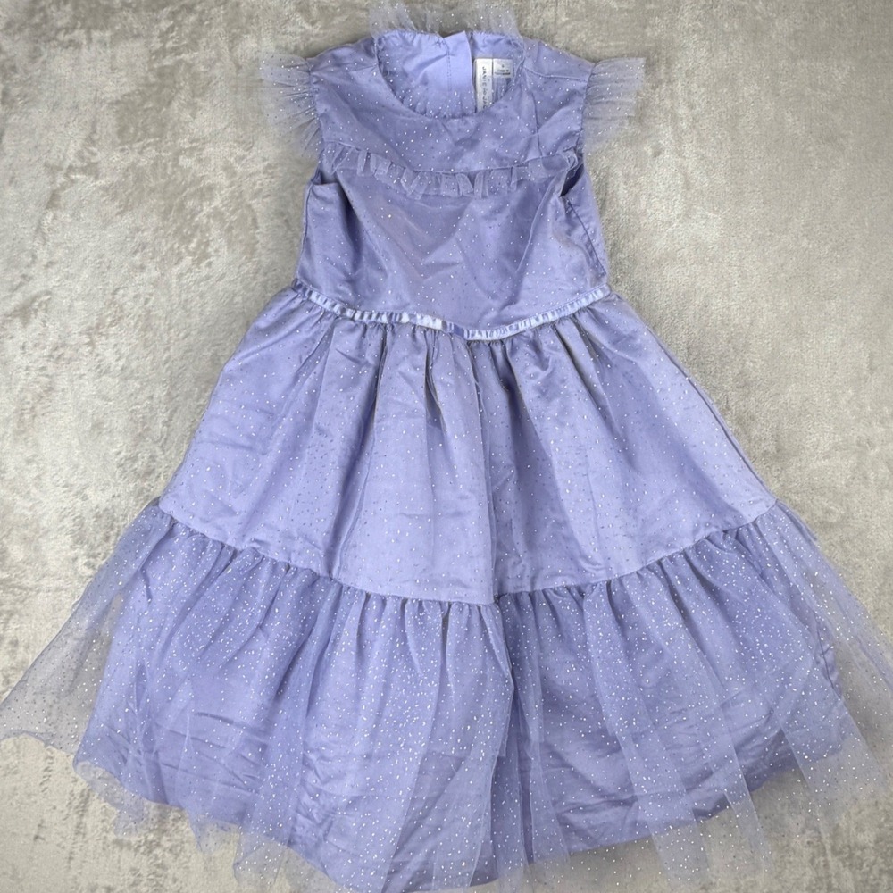 Janie and Jack Girls Lavender Purple Glitter Tulle Tiered Party Dress Size 5